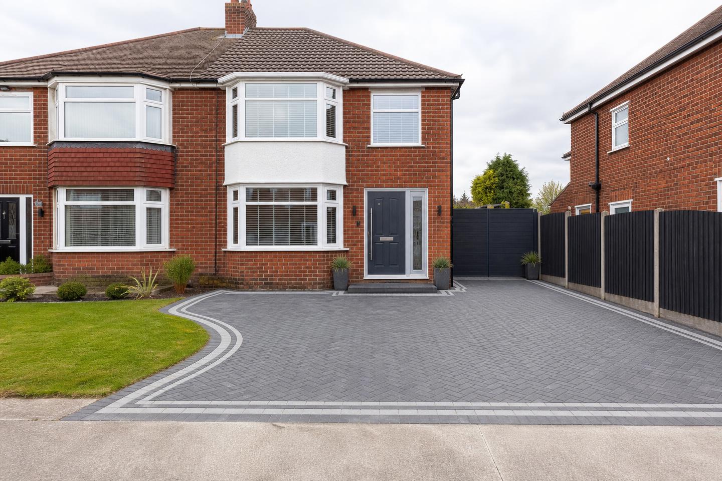 Newly installed block paved driveway after transformation by ProGround